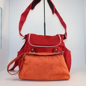 Loom Diaper Bag – Red with Detachable Orange Pouch and Changing Pad
